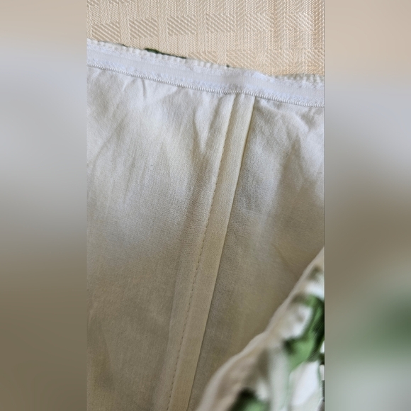 SUZI CHIN Strapless Corset Green and White Silk Dress Ruched Size M 10 - Picture 8 of 12